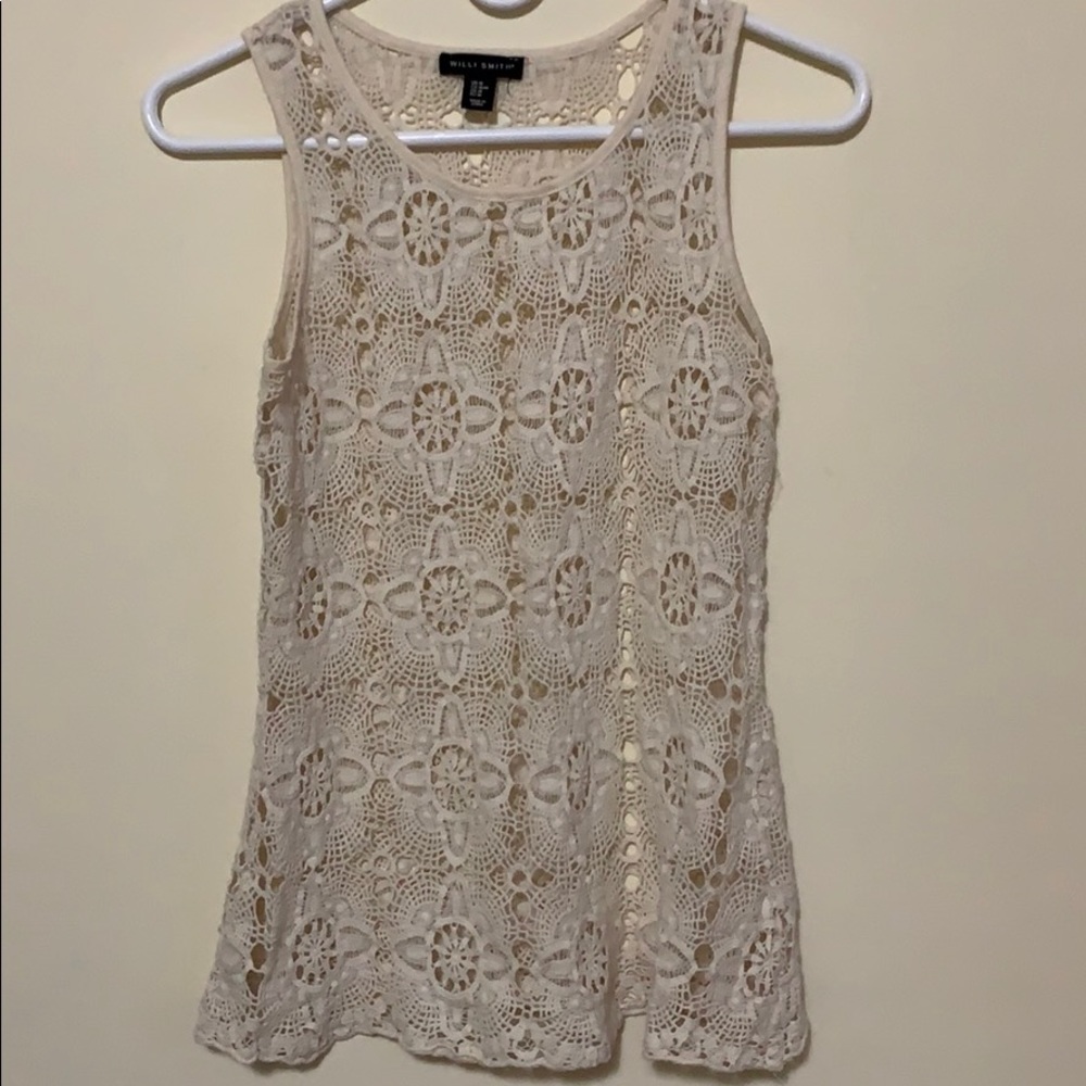 Willi Smith crocheted top. Medium.